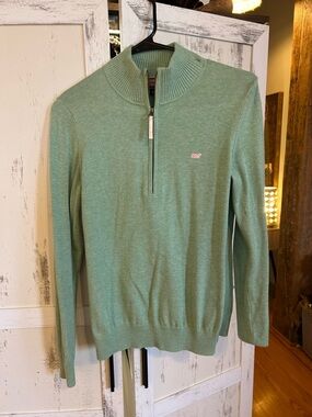 Vineyard Vines Women's Mint Green Quarter-Zip Sweater